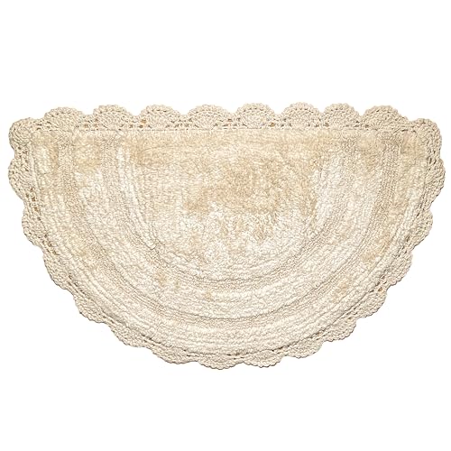 Ivory Crochet Bathrug: Handcrafted Cotton Bathmat for Half Baths