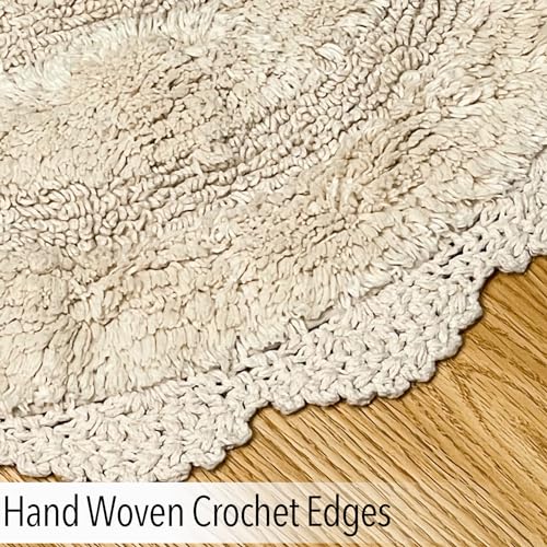 Ivory Crochet Bathrug: Handcrafted Cotton Bathmat for Half Baths