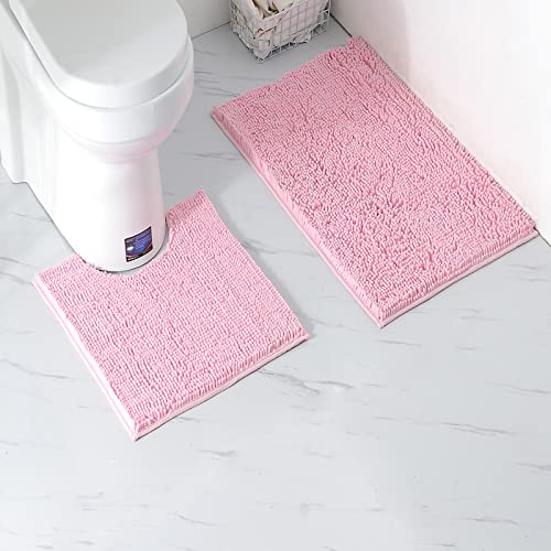 Pink Ultra Soft Bathroom Rugs Set for Shower Room