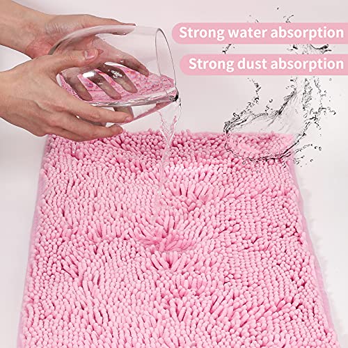 Pink Ultra Soft Bathroom Rugs Set for Shower Room
