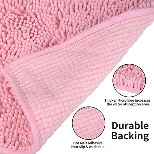 Pink Ultra Soft Bathroom Rugs Set for Shower Room