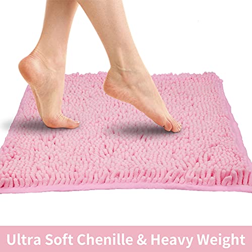 Pink Ultra Soft Bathroom Rugs Set for Shower Room