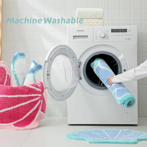 Pink Seashell Shaped Ocean Bath Rug for Sea Decor