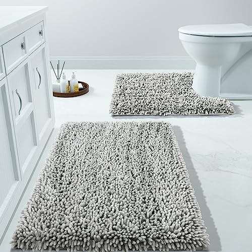 Luxury Shaggy Bathroom Rugs Set, Non-Slip Plush Mats