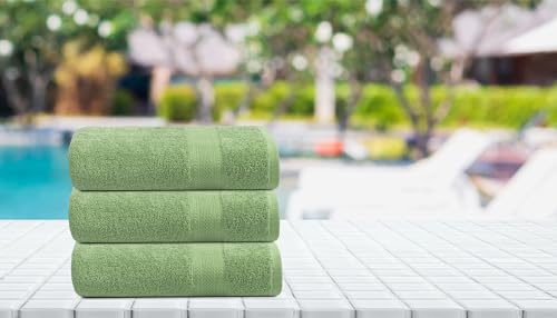 6 Pack of TEXCRAFT Premium Bath Towels - Olivegreen