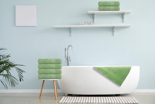 6 Pack of TEXCRAFT Premium Bath Towels - Olivegreen