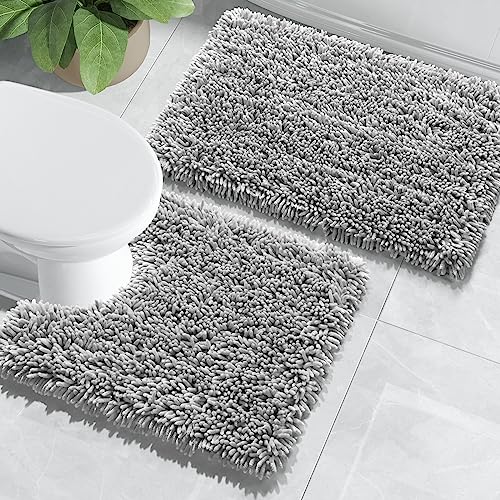 Luxury Shaggy Bathroom Rugs Set, Non-Slip Plush Mats