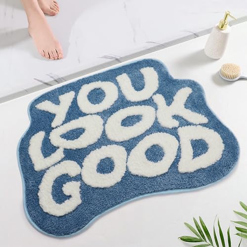 Blue Non-Slip Absorbent Bathroom Rug for Home Decor