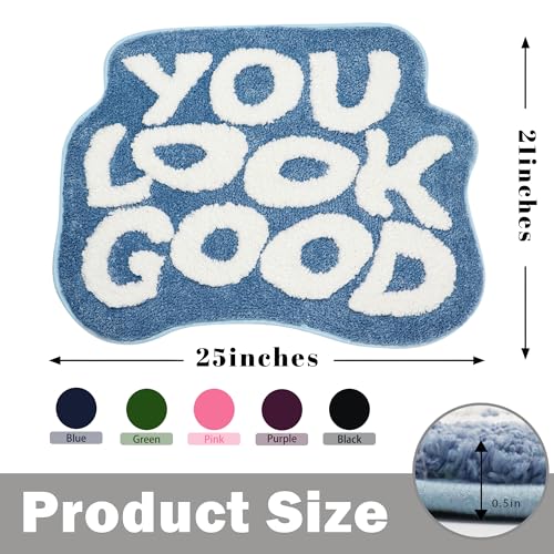 Blue Non-Slip Absorbent Bathroom Rug for Home Decor