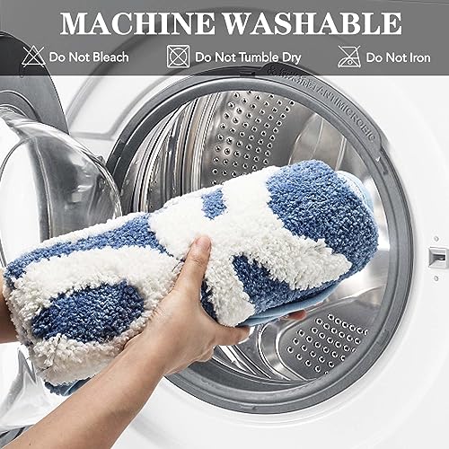 Blue Non-Slip Absorbent Bathroom Rug for Home Decor