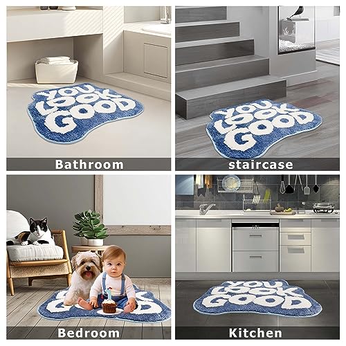 Blue Non-Slip Absorbent Bathroom Rug for Home Decor