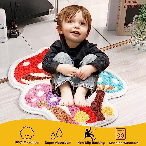 Rainbow Mushroom Bath Mat for Kids Room