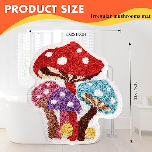 Rainbow Mushroom Bath Mat for Kids Room