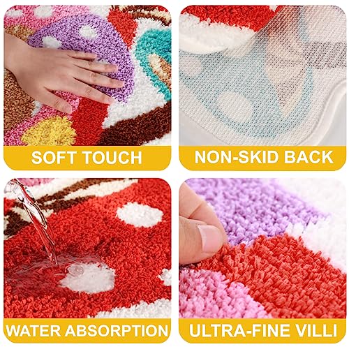 Rainbow Mushroom Bath Mat for Kids Room