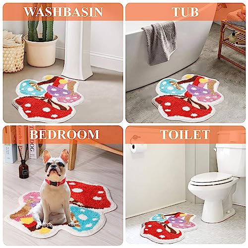 Rainbow Mushroom Bath Mat for Kids Room
