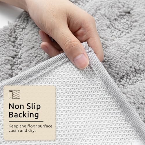 Soft Gray Geometric Bath Mat for Bathroom & Kitchen