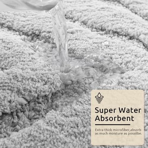 Soft Gray Geometric Bath Mat for Bathroom & Kitchen