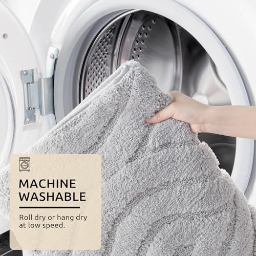 Soft Gray Geometric Bath Mat for Bathroom & Kitchen