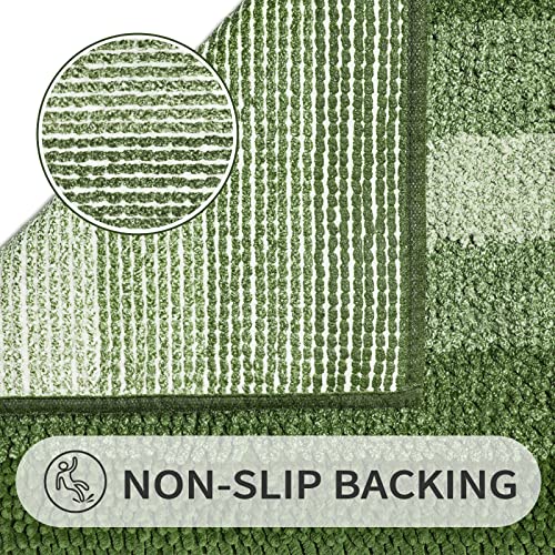 Gibelle Green Chenille Bath Mat Set with Non-Slip Backing