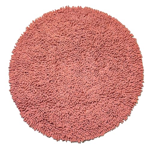 Coral Peach Boho Round Bath Mat | Soft Plush