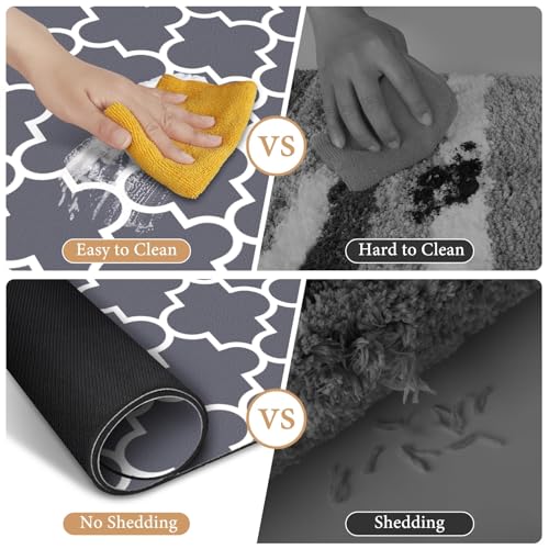 Super Absorbent Grey Bathroom Rug Set, 24"x35