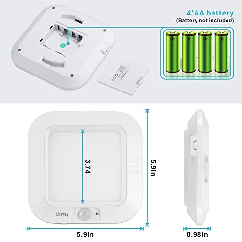 LINEWAY Battery Operated Motion Sensor Ceiling Lights (2 Pack)