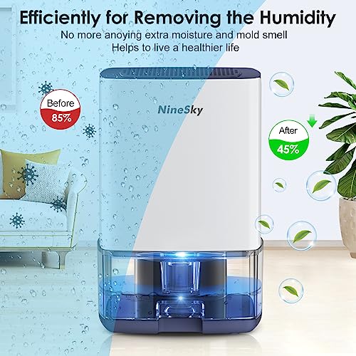 NineSky Home Dehumidifier - 30oz Water Tank, 300 sq.ft, 7 Colorful Lights