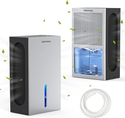 Portable Dehumidifier with Drain Hose, LED Light (1000 Sq.ft)