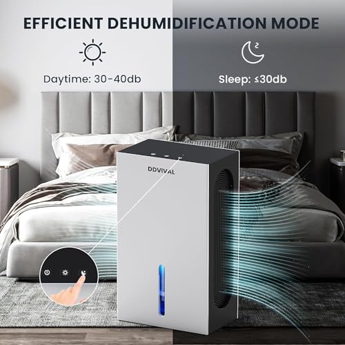 Portable Dehumidifier with Drain Hose, LED Light (1000 Sq.ft)