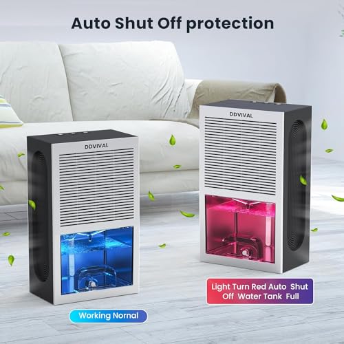 Portable Dehumidifier with Drain Hose, LED Light (1000 Sq.ft)