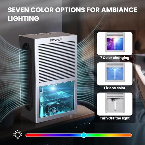 Portable Dehumidifier with Drain Hose, LED Light (1000 Sq.ft)