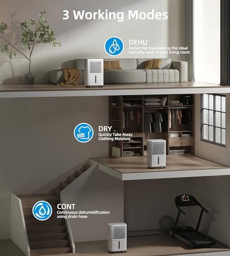 VEAGASO 2500 Sq. Ft Basement Dehumidifier, 34 Pint