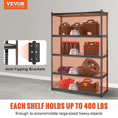 VEVOR 5-Tier Adjustable Metal Storage Shelves, 48"x18"x72