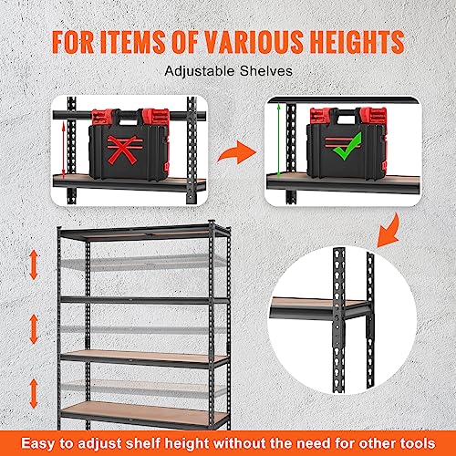 VEVOR 5-Tier Adjustable Metal Storage Shelves, 48"x18"x72