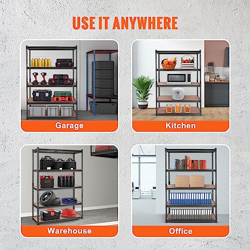 VEVOR 5-Tier Adjustable Metal Storage Shelves, 48"x18"x72