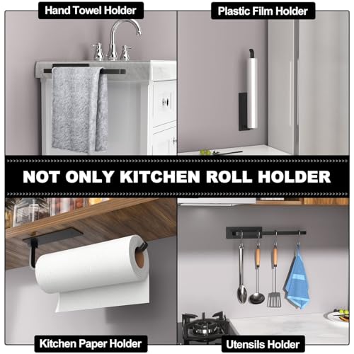Black Matte Paper Towel Holder with Self-Adhesive Option