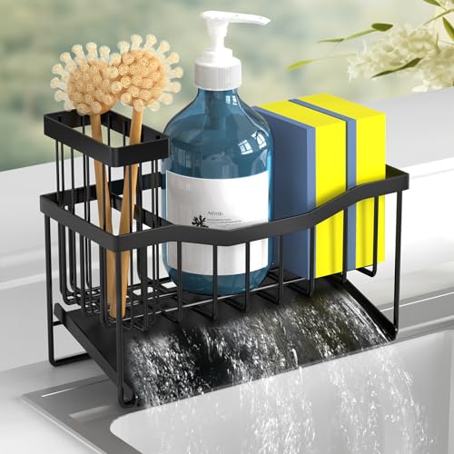 Stainless Steel Sink Caddy with Brush Holder and Tray