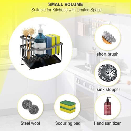 Stainless Steel Sink Caddy with Brush Holder and Tray