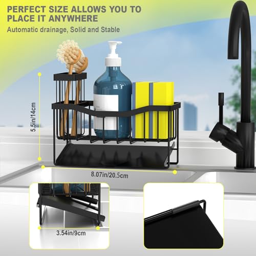 Stainless Steel Sink Caddy with Brush Holder and Tray