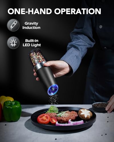 Electric Salt & Pepper Grinder Set with LED Light