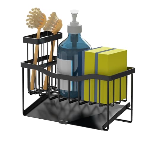 Stainless Steel Sink Caddy with Brush Holder and Tray