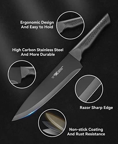 15-Piece Black Knife Set with Self-Sharpening Block