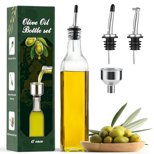 Clear Glass Oil Dispenser Bottle with Pourers Set
