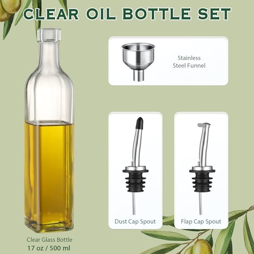 Clear Glass Oil Dispenser Bottle with Pourers Set