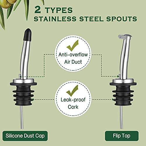 Clear Glass Oil Dispenser Bottle with Pourers Set