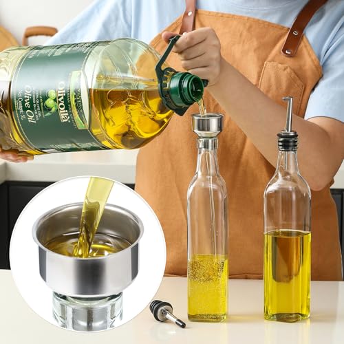 Clear Glass Oil Dispenser Bottle with Pourers Set