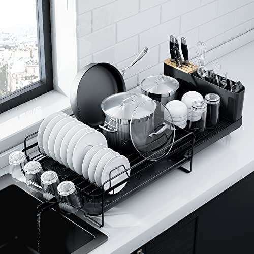 Kitsure Extendable Dish Drying Rack with Cutlery Holders