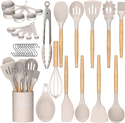 33-Piece Non-Stick Silicone Kitchen Utensil Set with Holder
