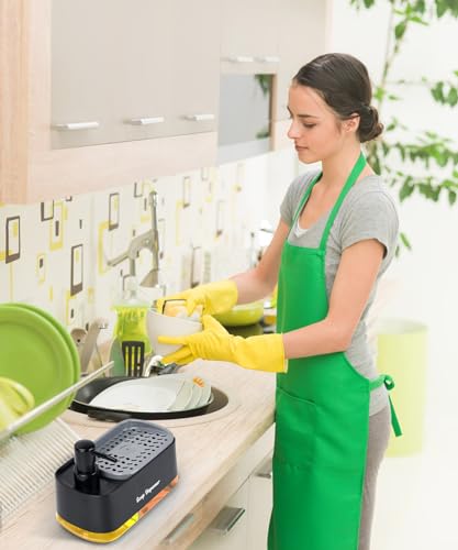 3-in-1 Sponge Holder Soap Dispenser Set - Black