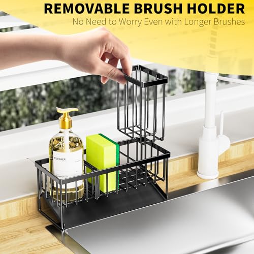 304 Stainless Kitchen Sink Caddy with High Brush Holder